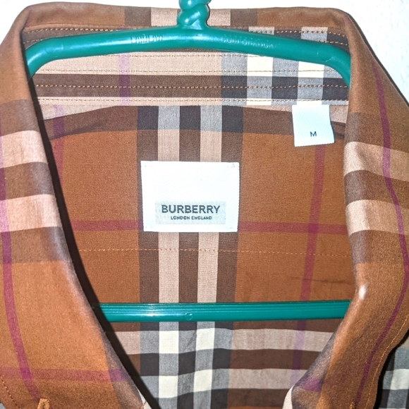 Mens Burberry Brown Coulsdon Check Poplin Button-Down sz Medium - Picture 6 of 8
